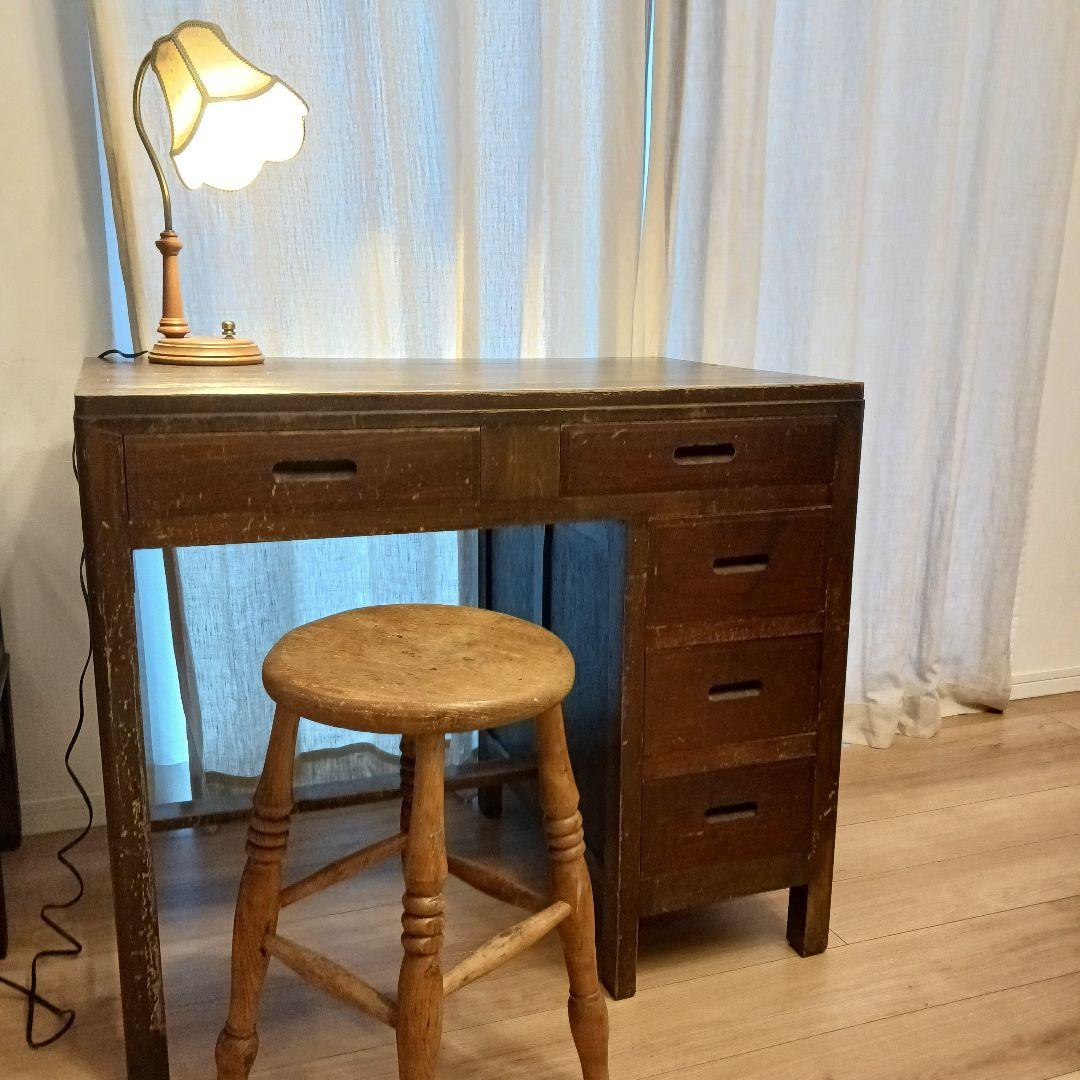 【古道具】昭和レトロ　片袖机　勉強机