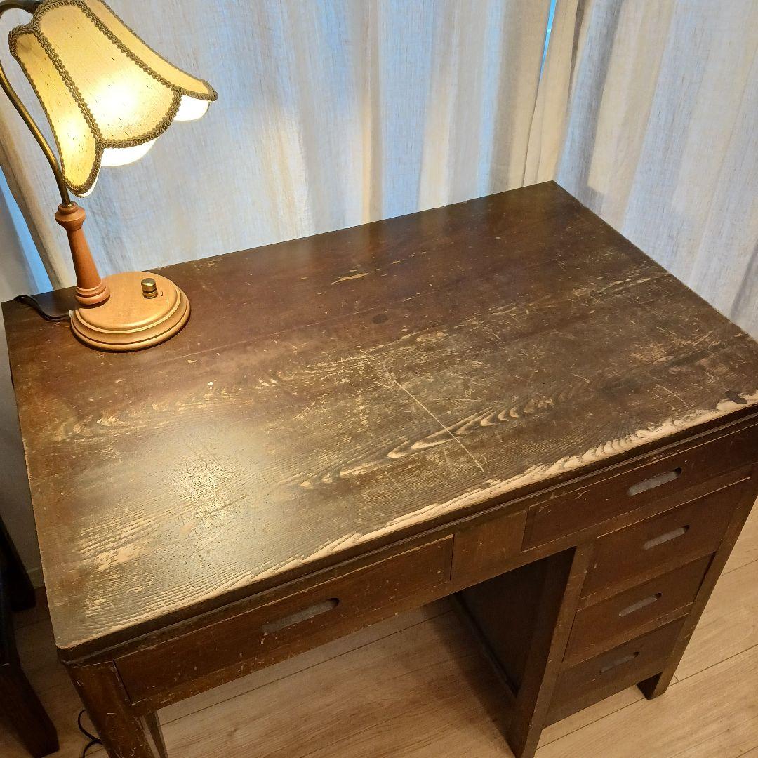 【古道具】昭和レトロ　片袖机　勉強机