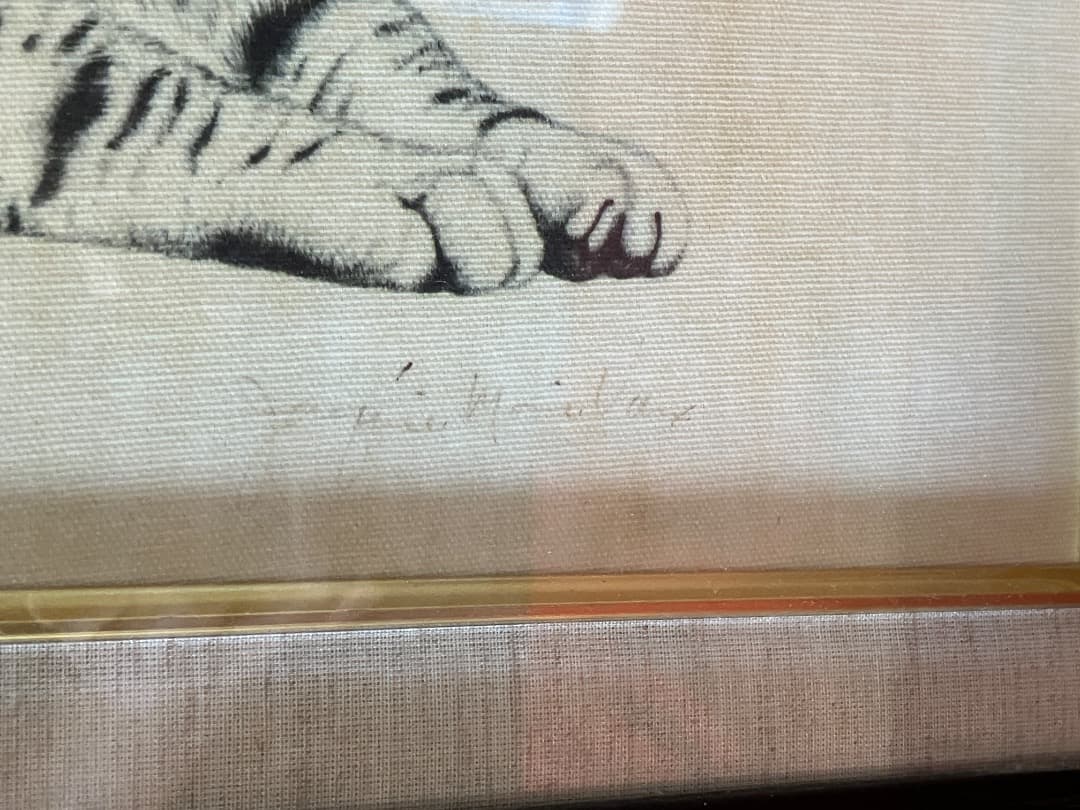 猫の版画 M.E. サイン入り詳細不明