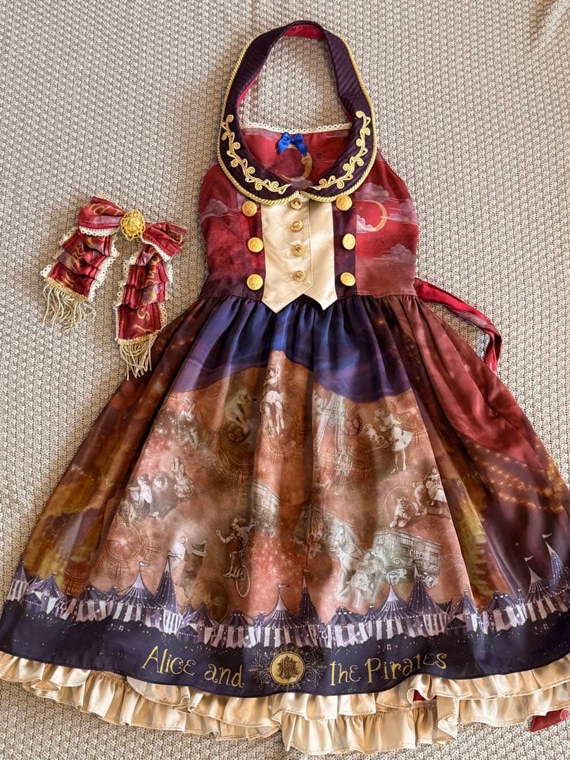 【セット】星空の天幕と秘密のサーカス団柄ジャンパースカート＆ タッセルバレッタ