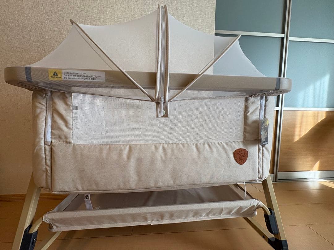 hzdmj ベージュ 折りたたみベビーベッド