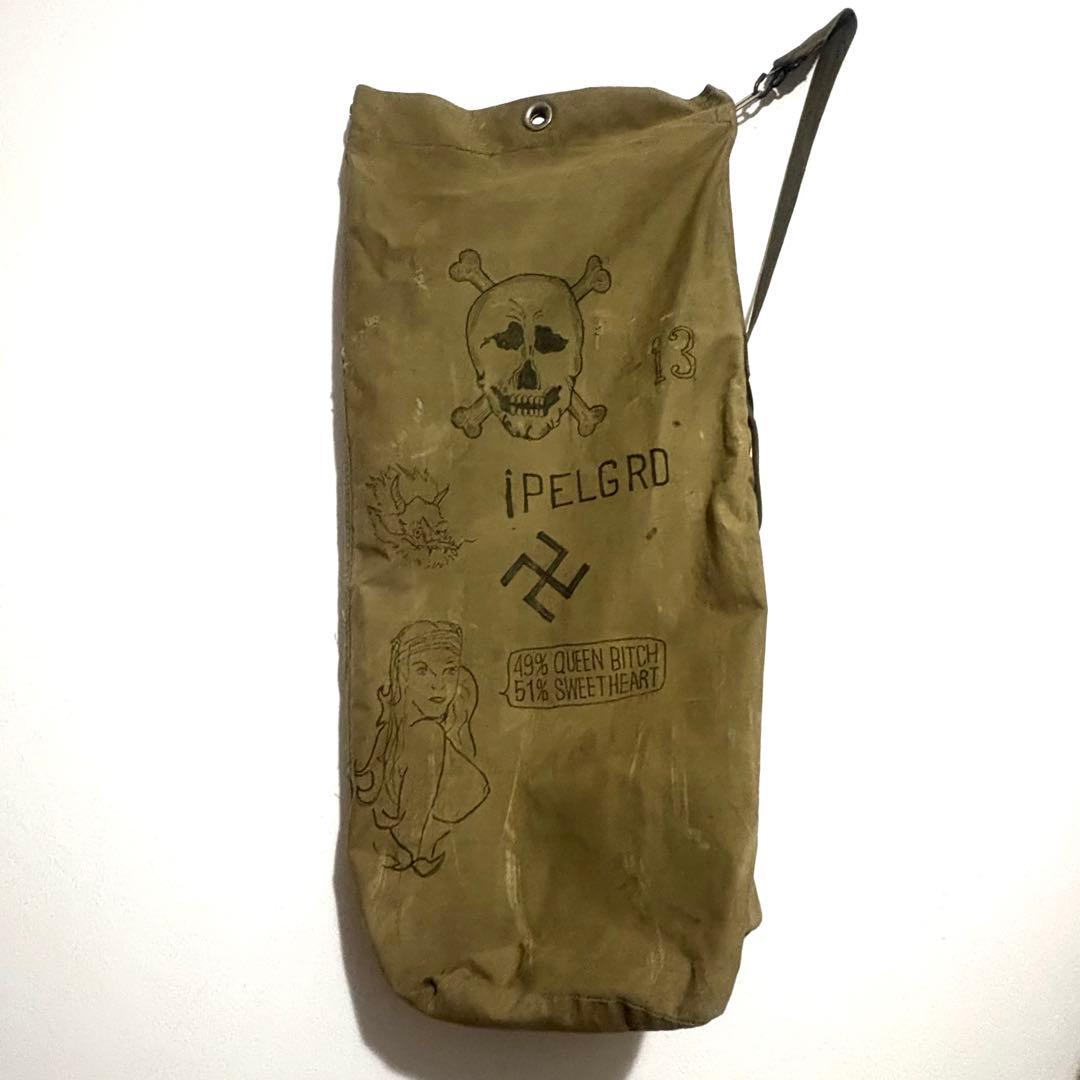 40's〜50's ヴィンテージ ハンドペイント ヘビーダッフルバック スカル