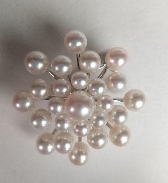 パール　ブローチ　本真珠　花