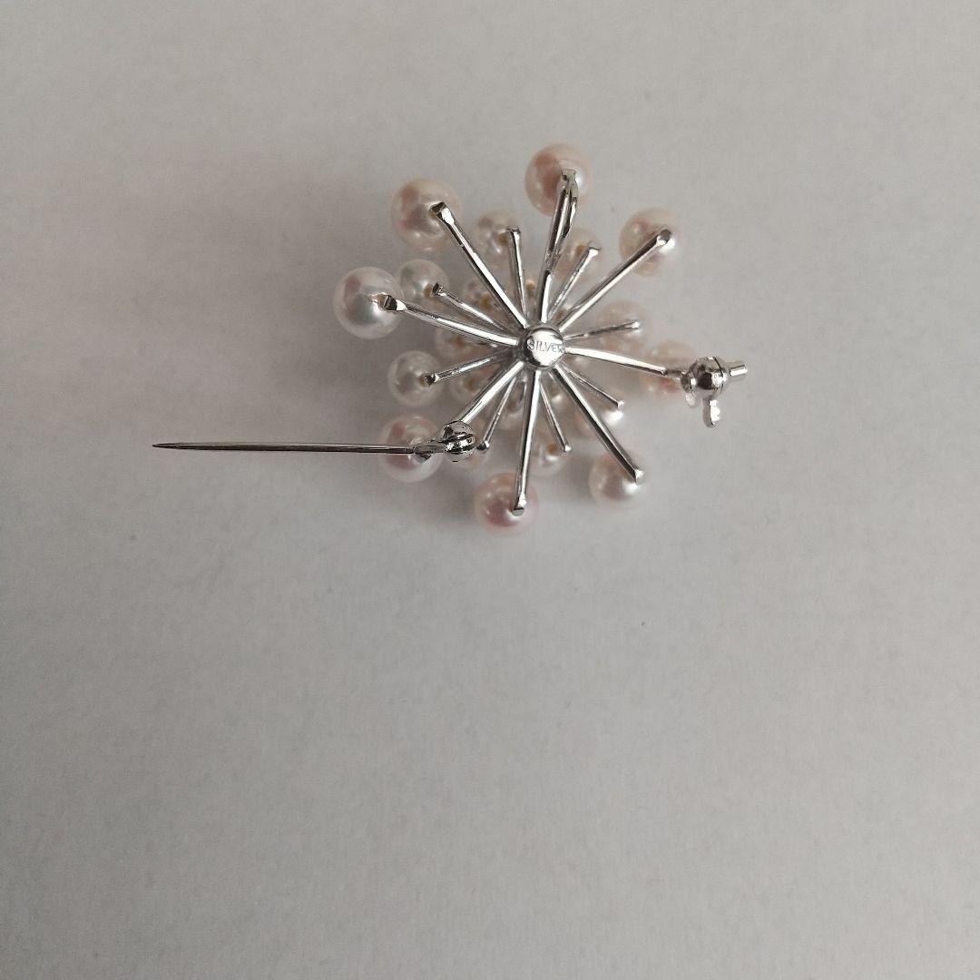 パール　ブローチ　本真珠　花