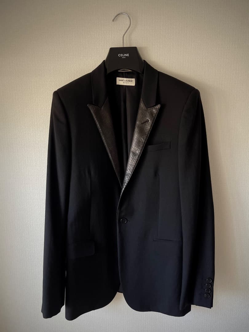 サンローラン 15SS リアルパイソンレザーラペル 1Bジャケット