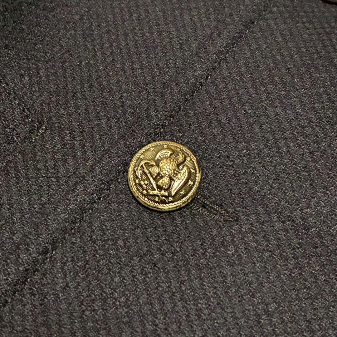 ブリッラペルイグスト　ナポレオンコート　銀ボタン　裏地グリーン　ネイビー　伊製