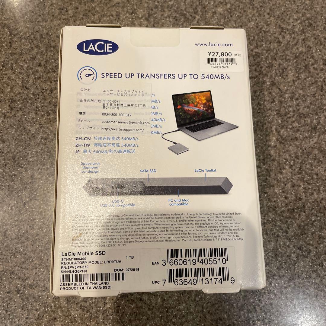 外付けハードディスク・ドライブ LACIE Mobile SSD 1TB USB-C