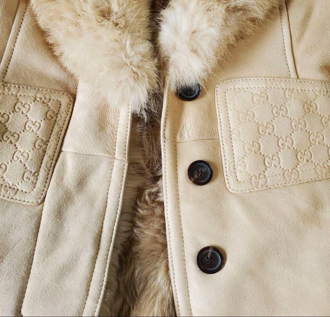 GUCCI リアルムートン シーリングムートンレザーGGコート