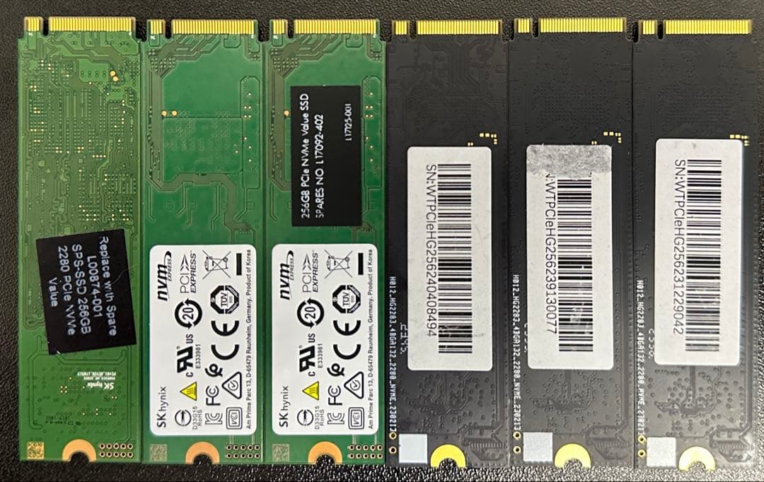 NVMe M.2 SSD 256GB(6枚)