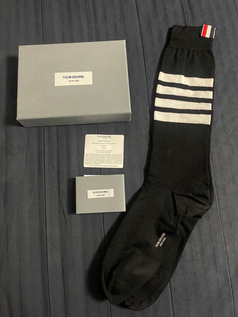 THOM BROWNE オーバーザカーフソックス ブラック