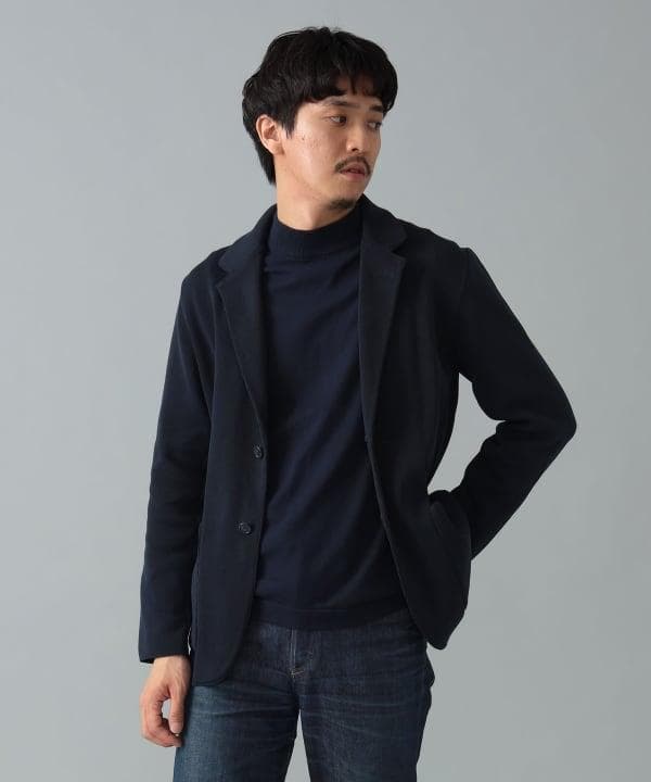 超美品 BEAMS F / Finjack ニット ジャケット ネイビー L
