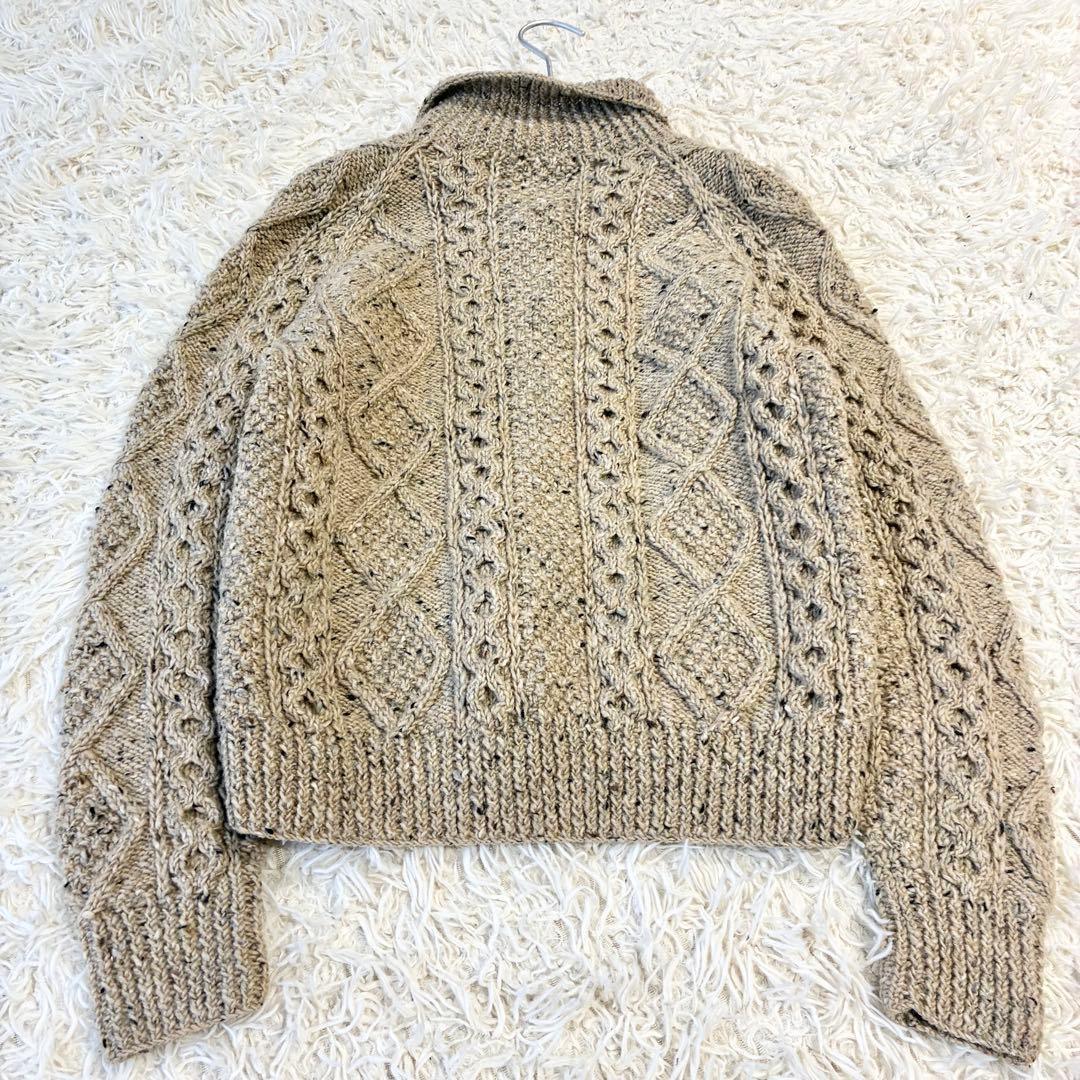 アテナデザイン アランニット 肉厚カーディガン ウール アイルランド製