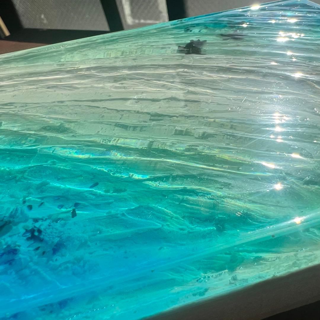 【レジンアート】波紋アート／ホヌの親子／A5パネル／壁掛け可能／枠なし