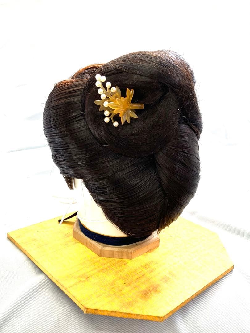 今西、小サイズ、夜会巻き、中古舞踊かつら、日本髪かつら、大衆演劇かつら、ケース付