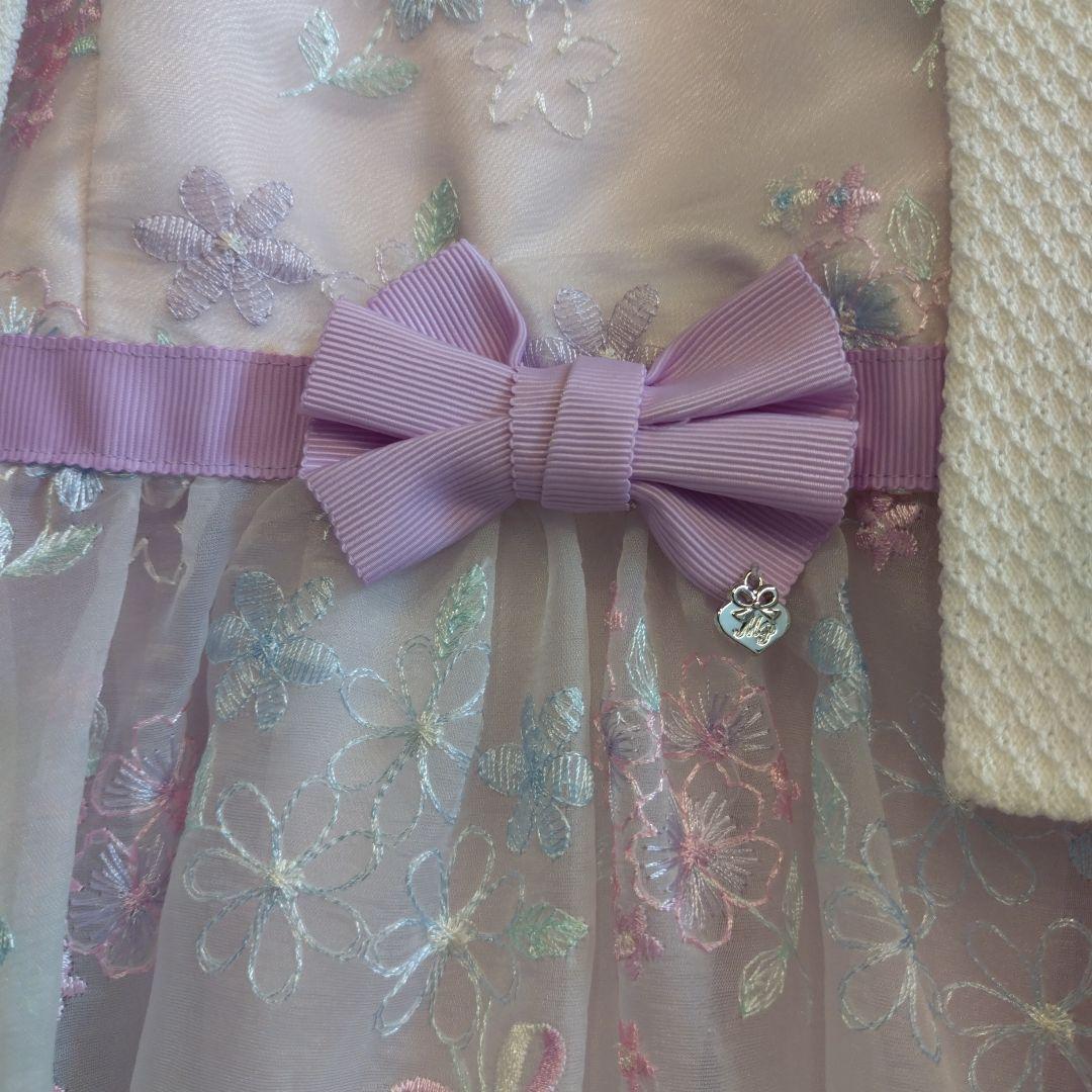 メゾピアノ　ピンク 花柄刺繍 ドレス 120cm カーディガンセット