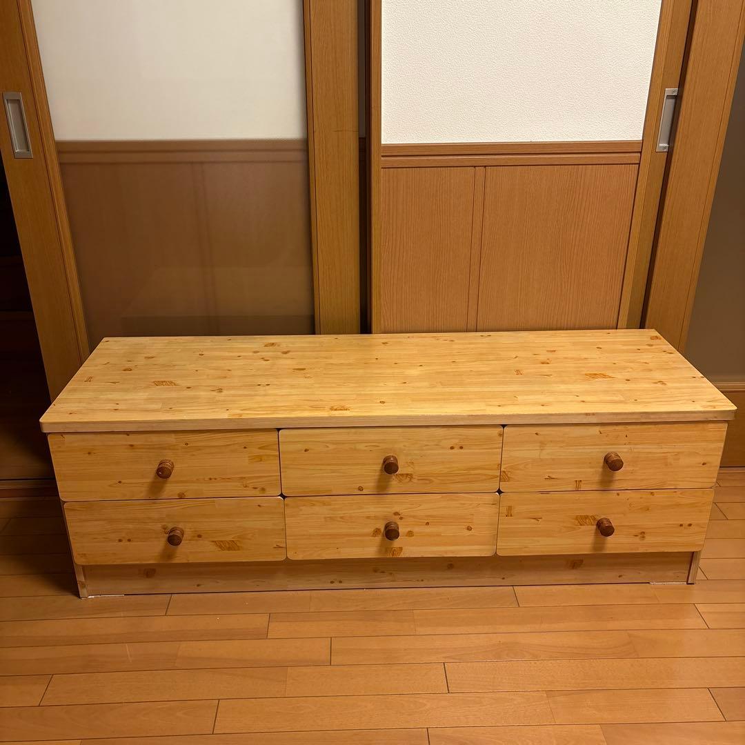 ナチュラルウッド 6引き出し ローチェスト