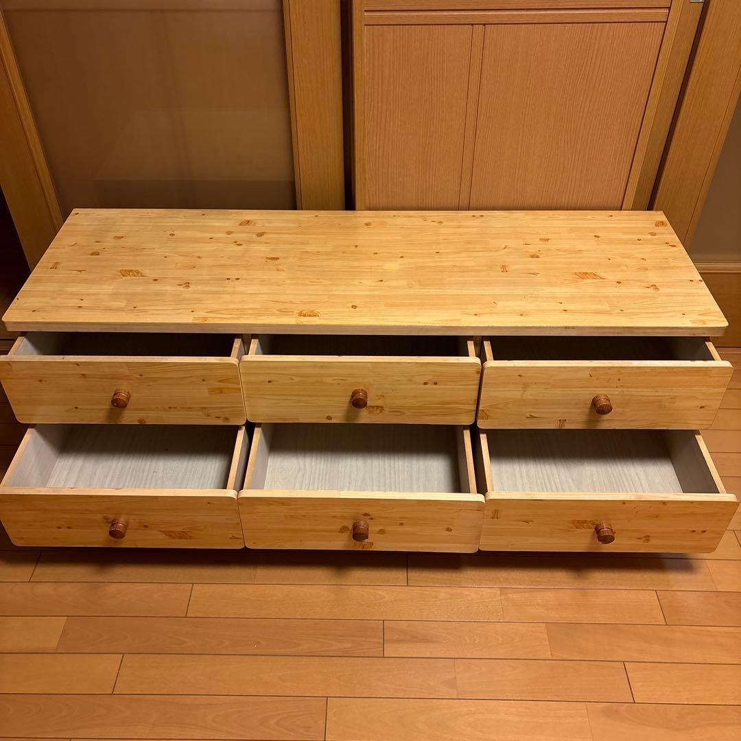 ナチュラルウッド 6引き出し ローチェスト