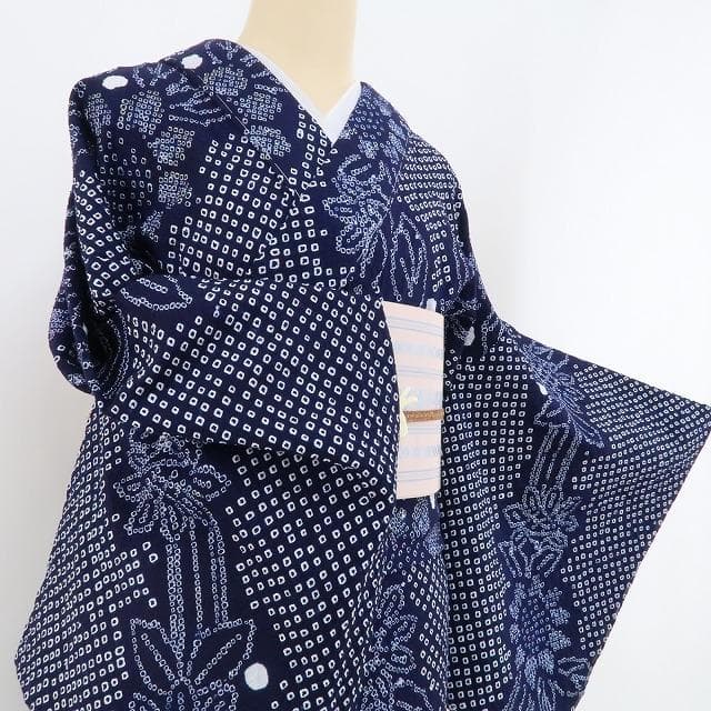 新品 有松鳴海絞り 向日葵 夏着物 仕付け糸付“ヒマワリ”高級浴衣 3857