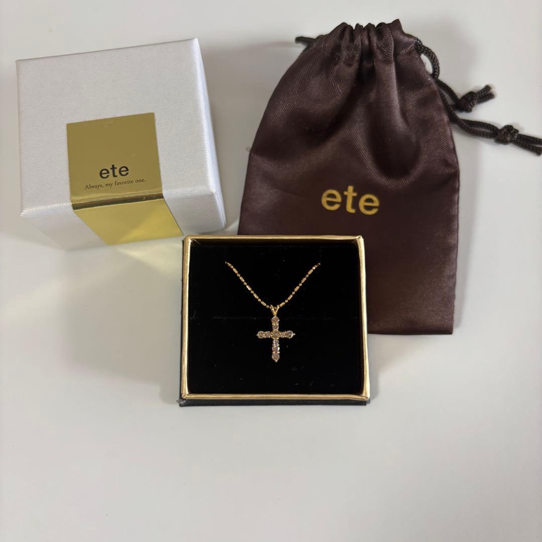 ete K18 ダイヤ クロス ネックレス