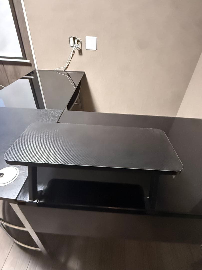 不二貿易パソコンデスクPCデスクブラック勉強机強化ガラス キーボードトレイ付