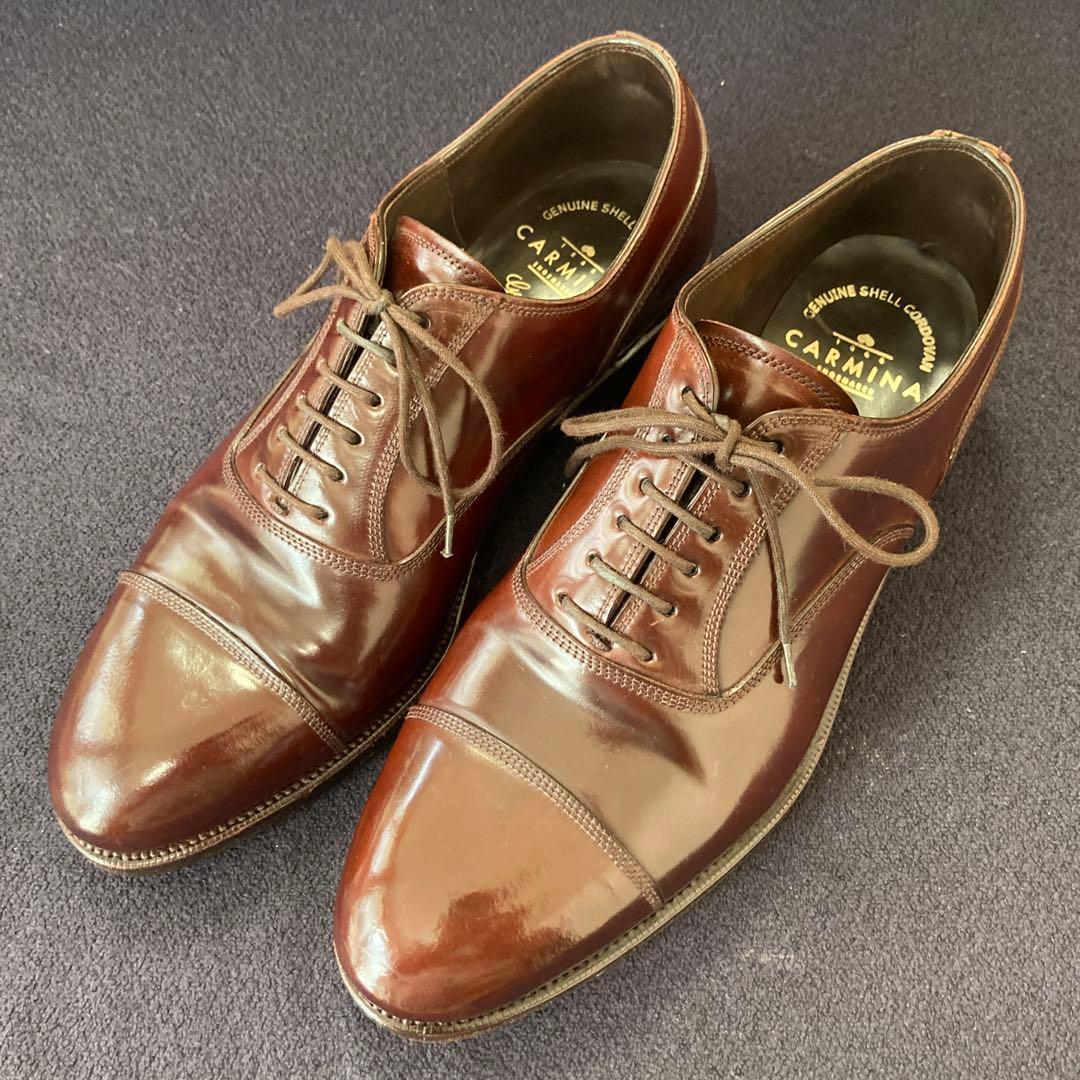 【えむと】カルミナCARMINAシェルコードバンストレートチップ7ボルドー