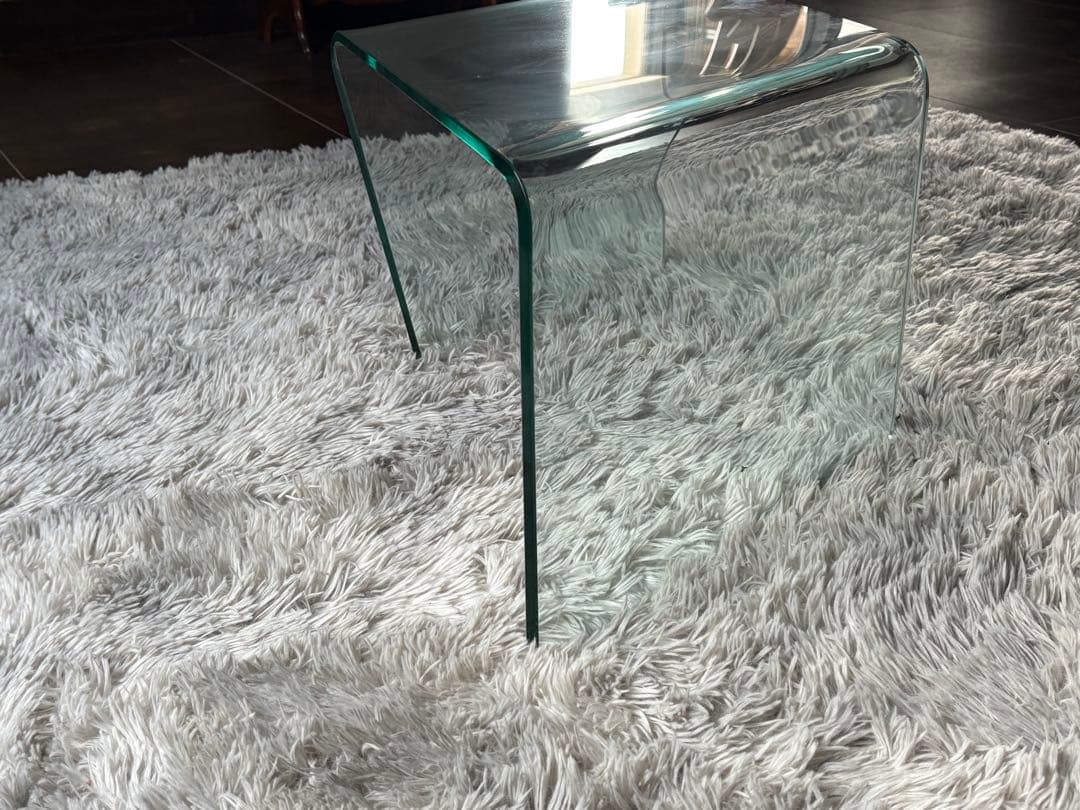 ②ガラステーブル　サイドテーブル　ローテーブル　斜めテーブル　高級家具　IZG
