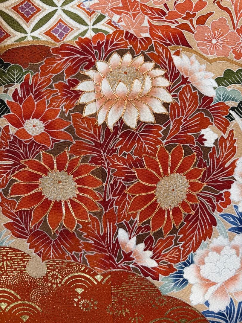 着物リメイク　黒留袖　ロングワンピース　　花鞠