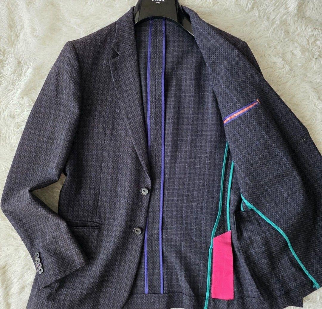 【美品/L】ポールスミス テーラードジャケット ウール100% アンコン 濃紺