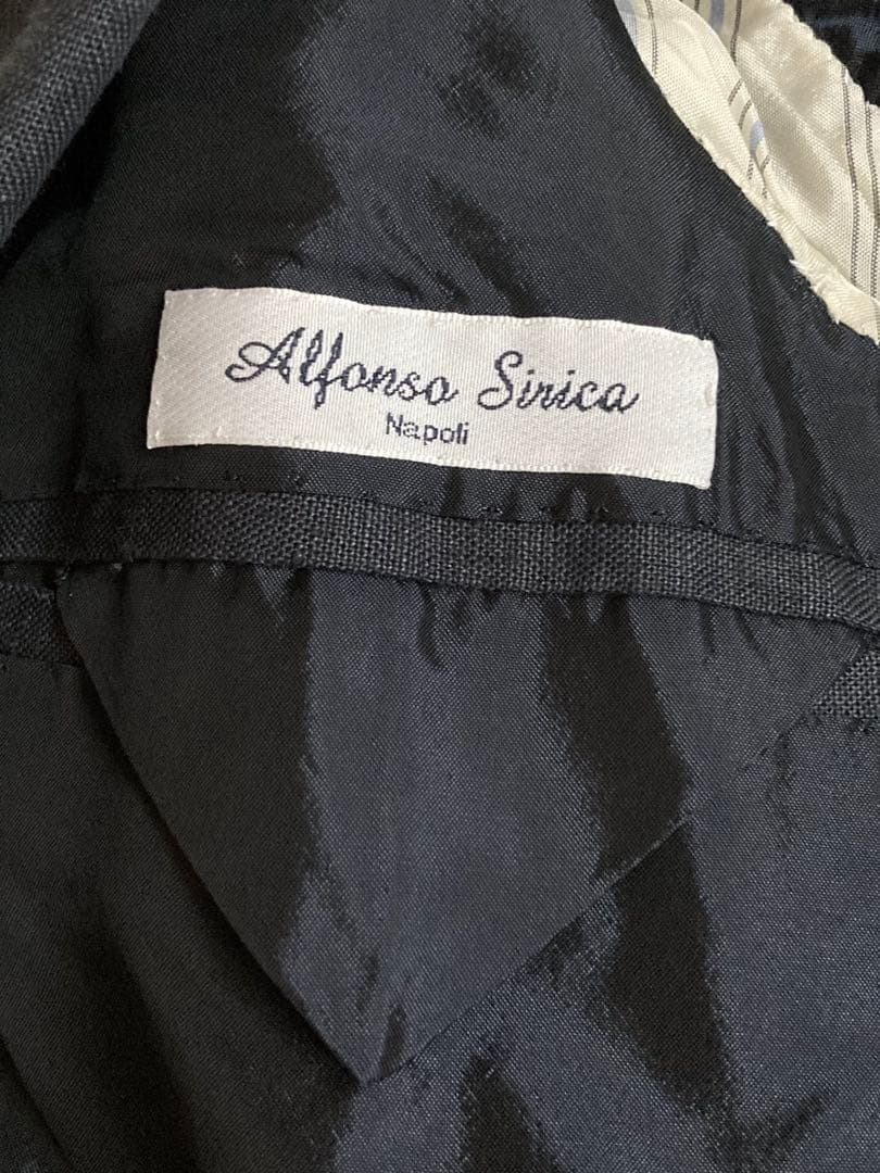 アルフォンソシリカ テーラードジャケット 44 ネイビー 麻
