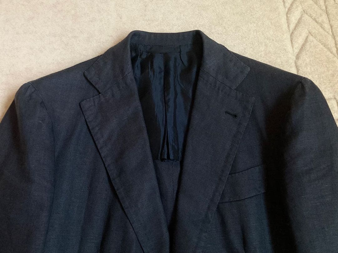 アルフォンソシリカ テーラードジャケット 44 ネイビー 麻