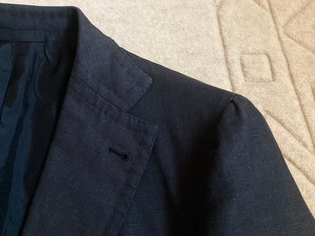 アルフォンソシリカ テーラードジャケット 44 ネイビー 麻