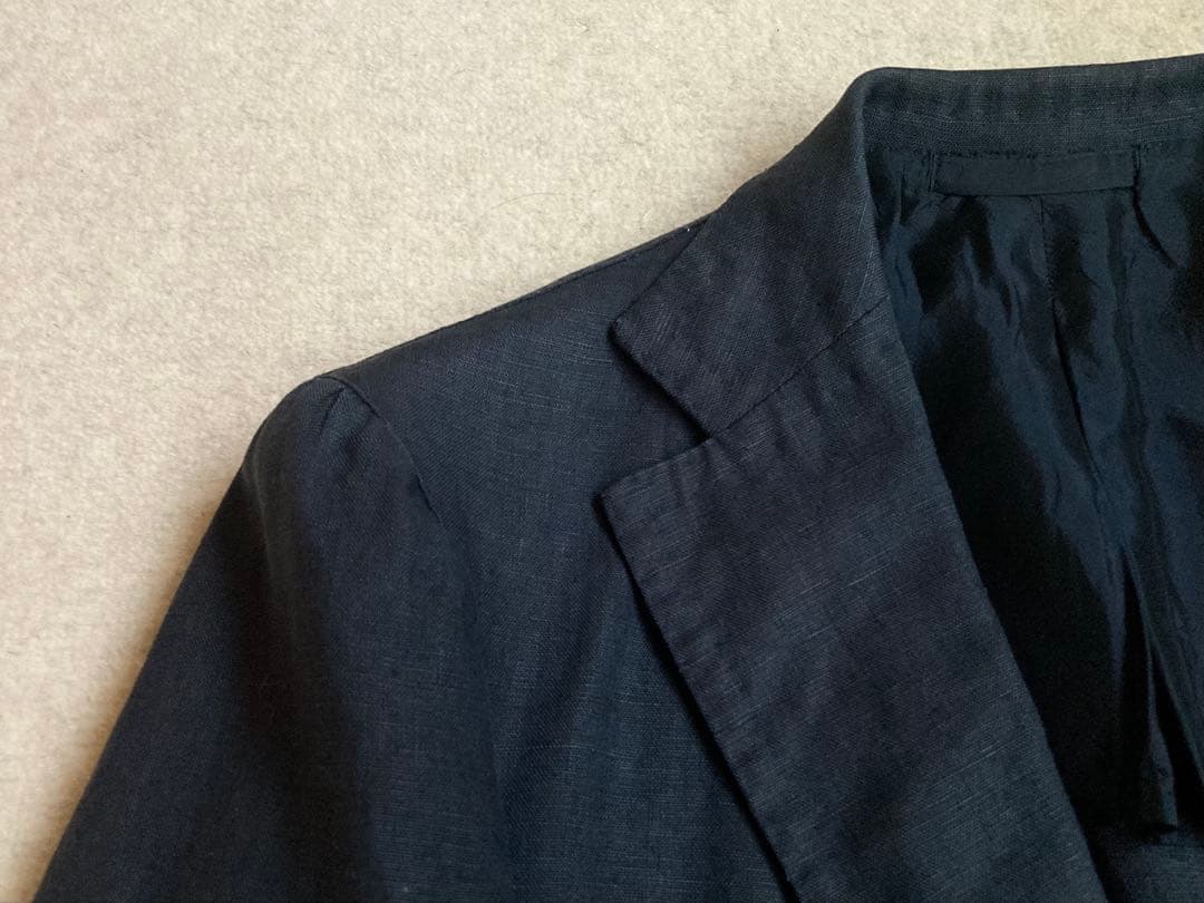 アルフォンソシリカ テーラードジャケット 44 ネイビー 麻