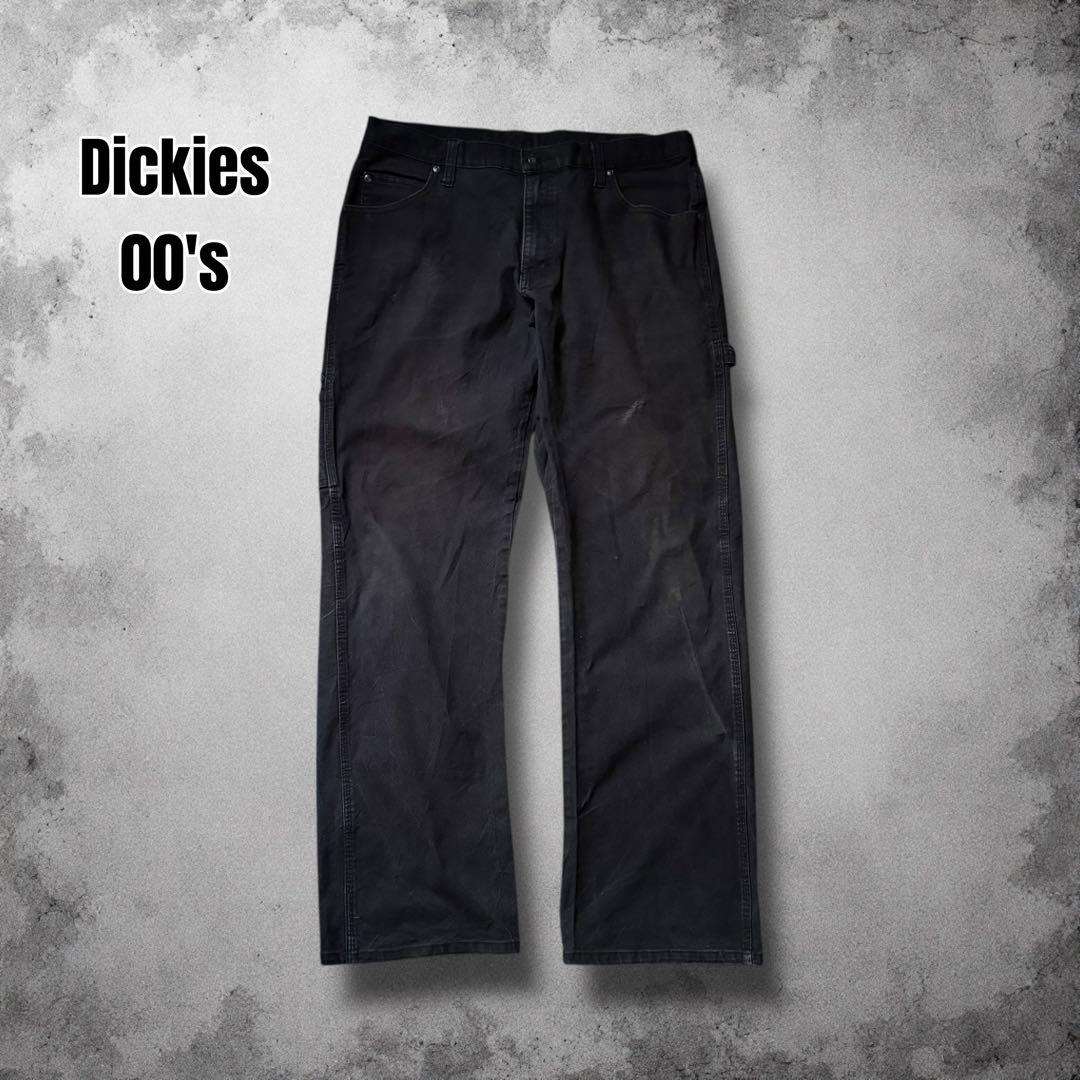 Dickiesダックペインターパンツ 黒フェード ワイド リアルワーク W34