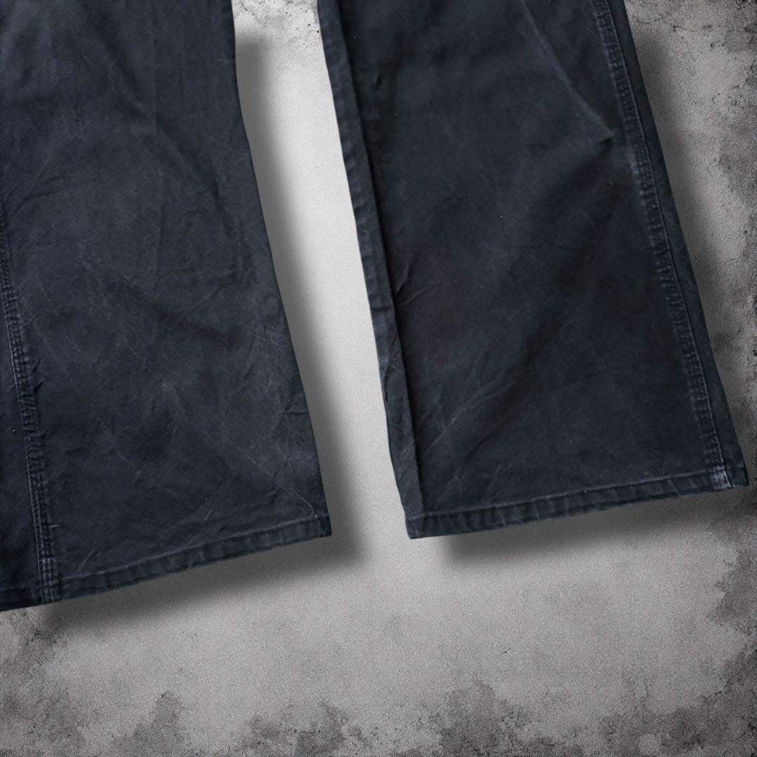 Dickiesダックペインターパンツ 黒フェード ワイド リアルワーク W34