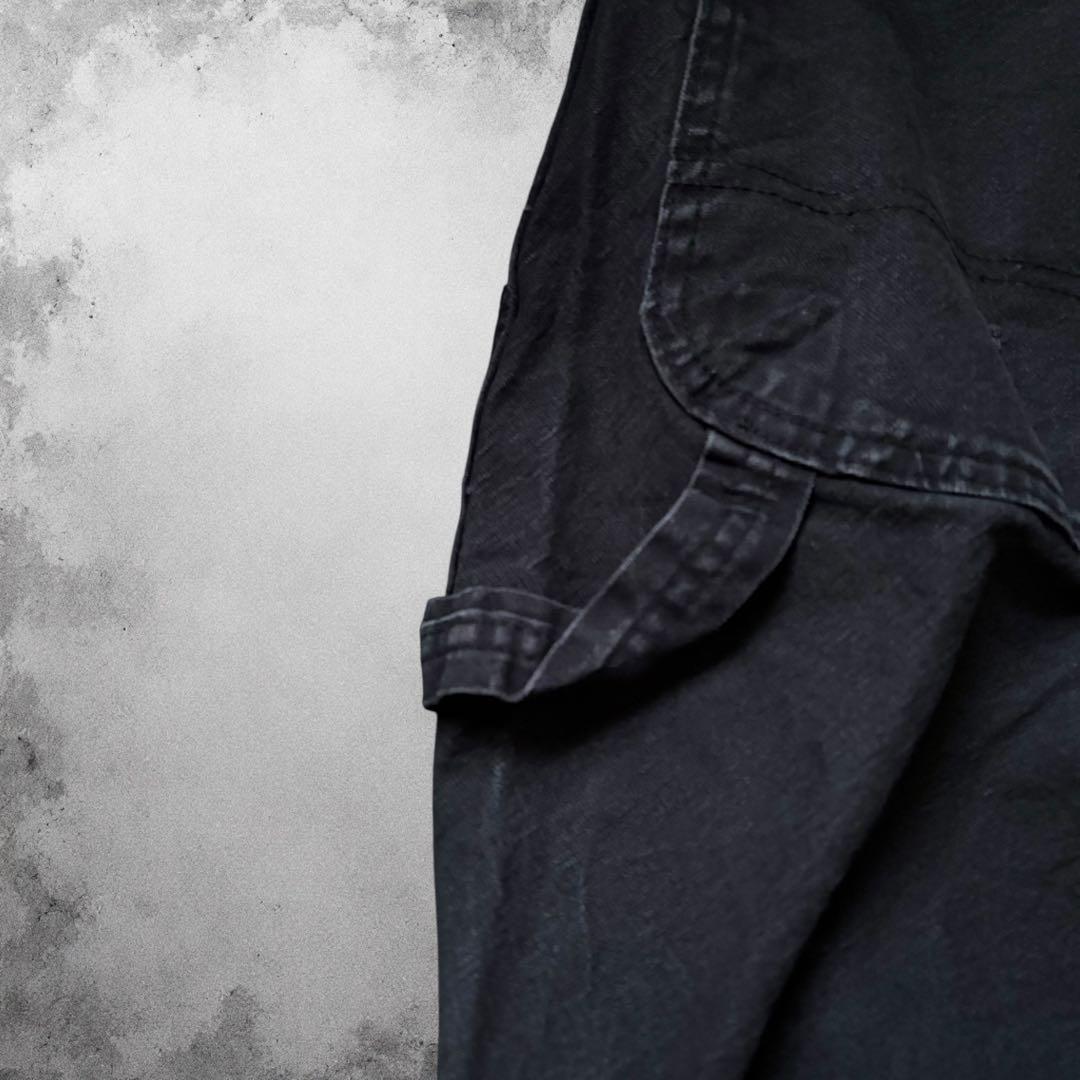 Dickiesダックペインターパンツ 黒フェード ワイド リアルワーク W34