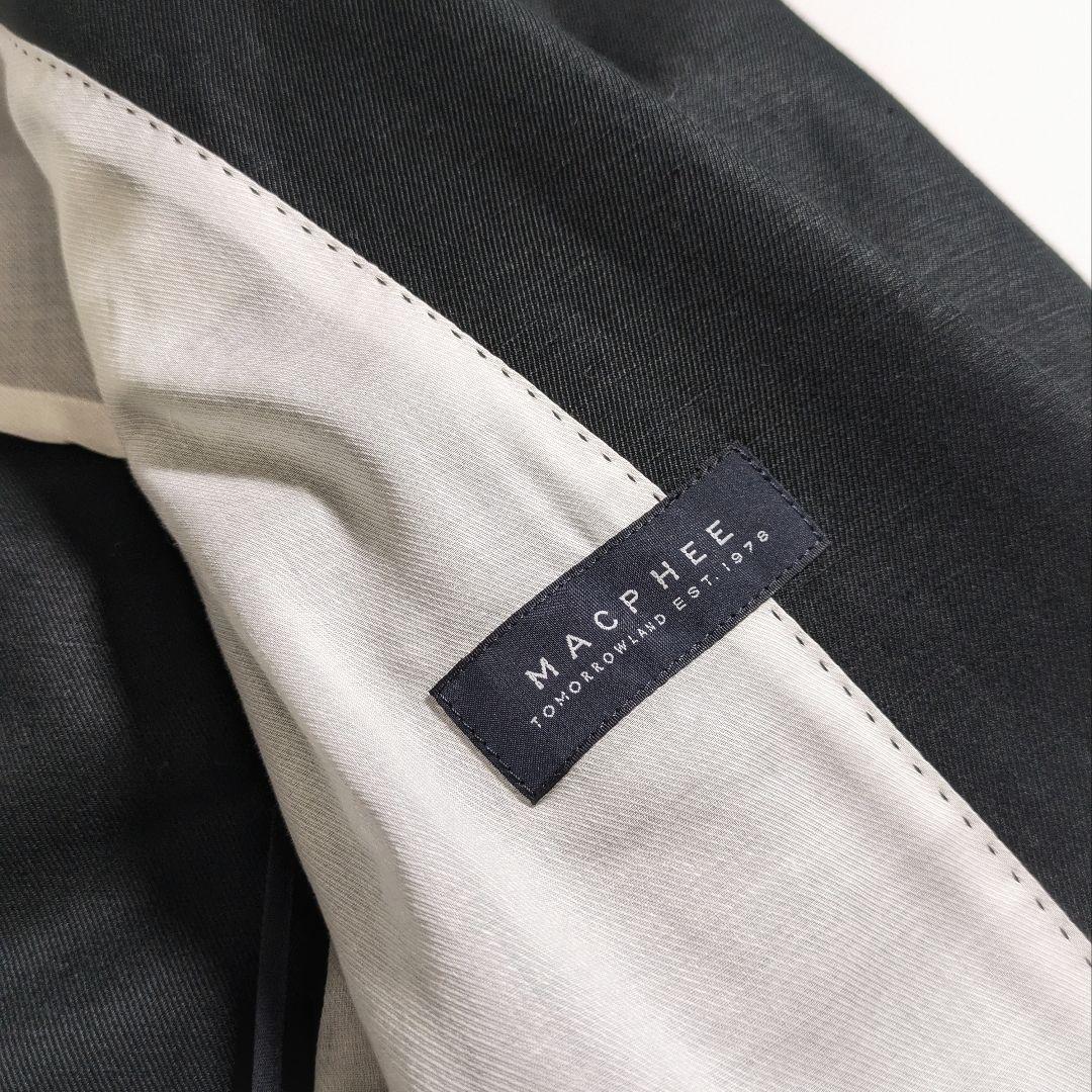 マカフィー／日本製 シルクリネン ロング丈テーラードジャケット オケージョン 黒