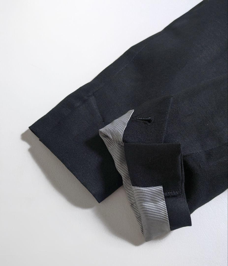 マカフィー／日本製 シルクリネン ロング丈テーラードジャケット オケージョン 黒