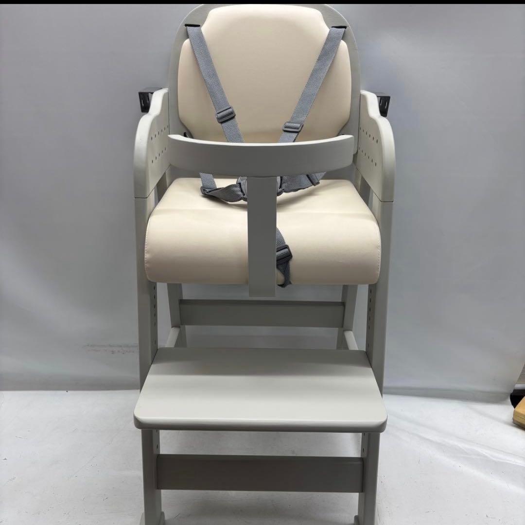 タンスのゲン高さ調節11段階 座面スライド テーブル付ベビーチェア/アイスグレー