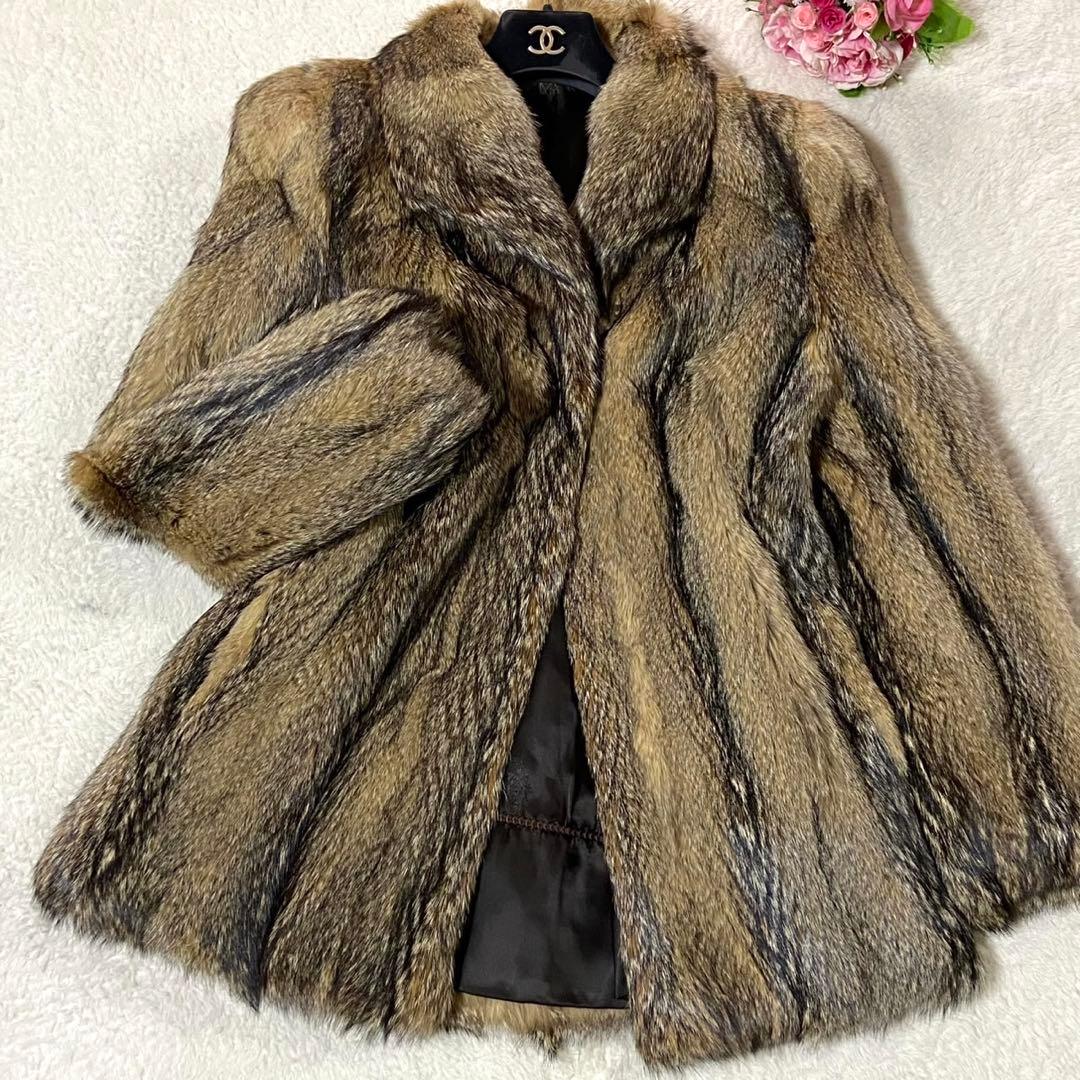 本毛皮 ラビットファー コート ジャケット サイズM