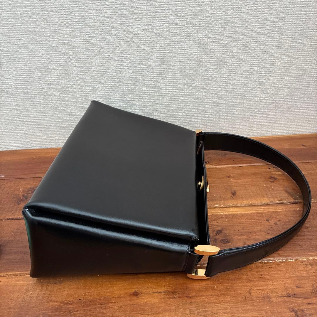 【美品】濱野皮革工藝 hamano 冠婚葬祭　フォーマルバッグ 黒　レザー