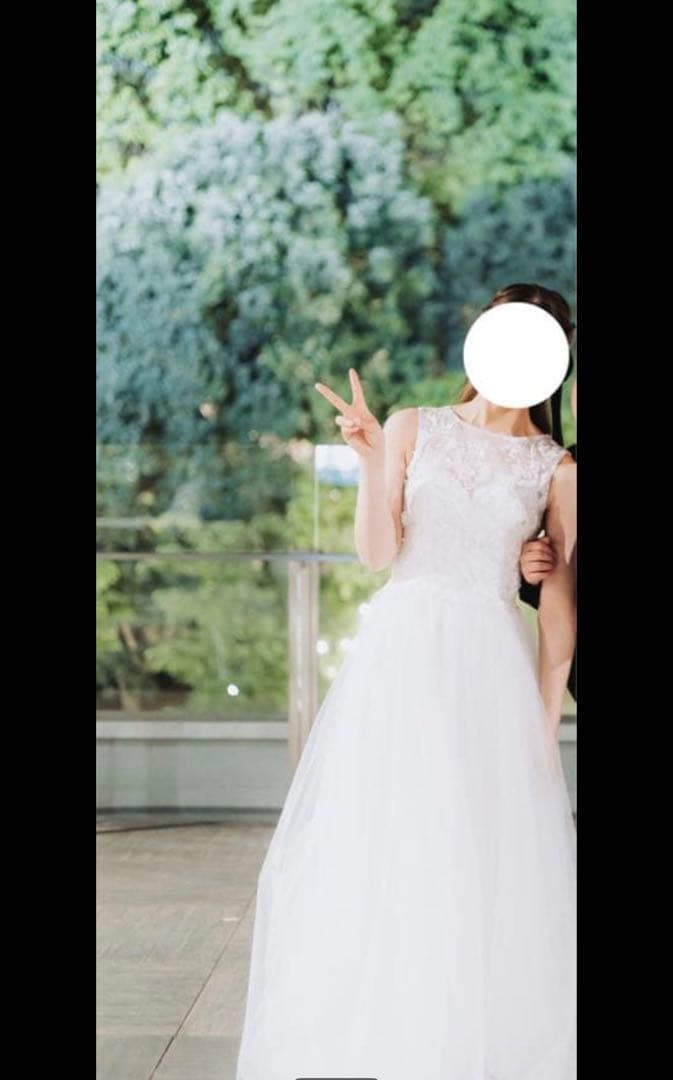 dress production フラワーレース　ノースリーブ　チュールドレス