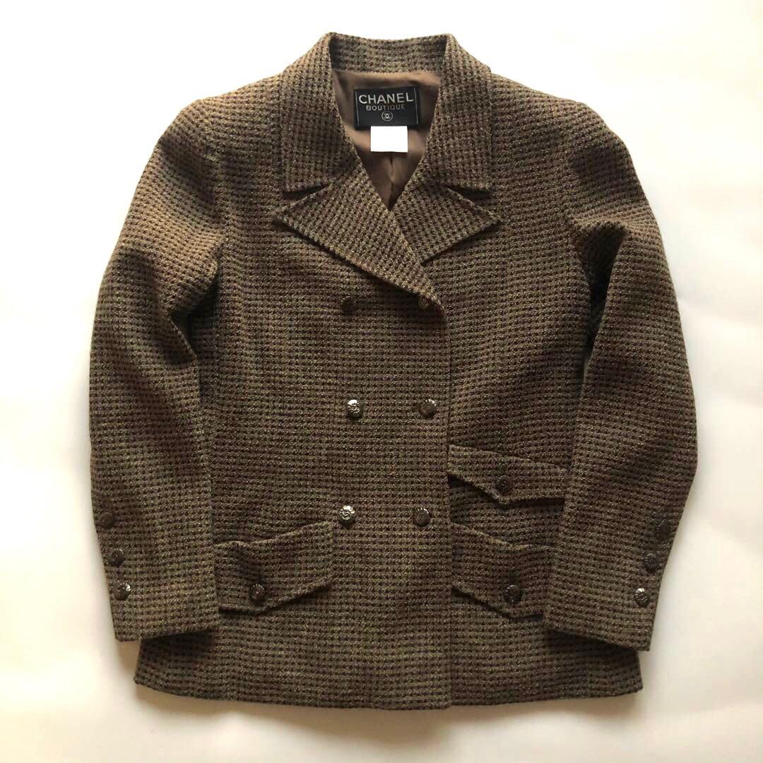 ★美品★シャネル ツイードテーラードジャケット ココマーク メタル フラワー40
