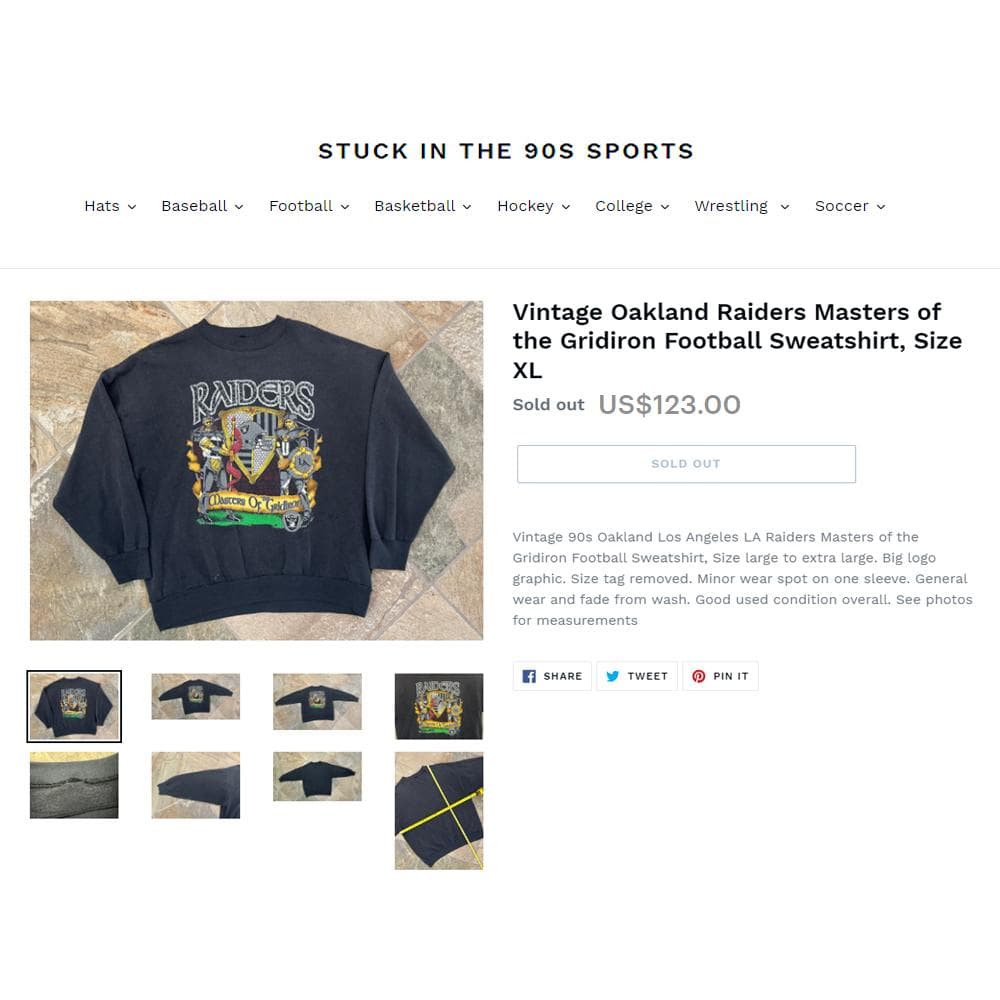 【1991年USA製】鬼フェード NFL レイダース スウェット ビンテージ