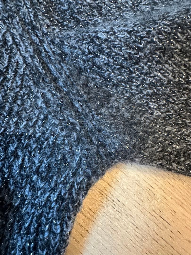 IENA ハイネック ロングニットワンピース グレー、ラメ入り