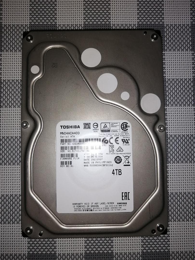 【高耐久・NAS等用】TOSHIBA MN04ACA400 4TB 内蔵型HDD
