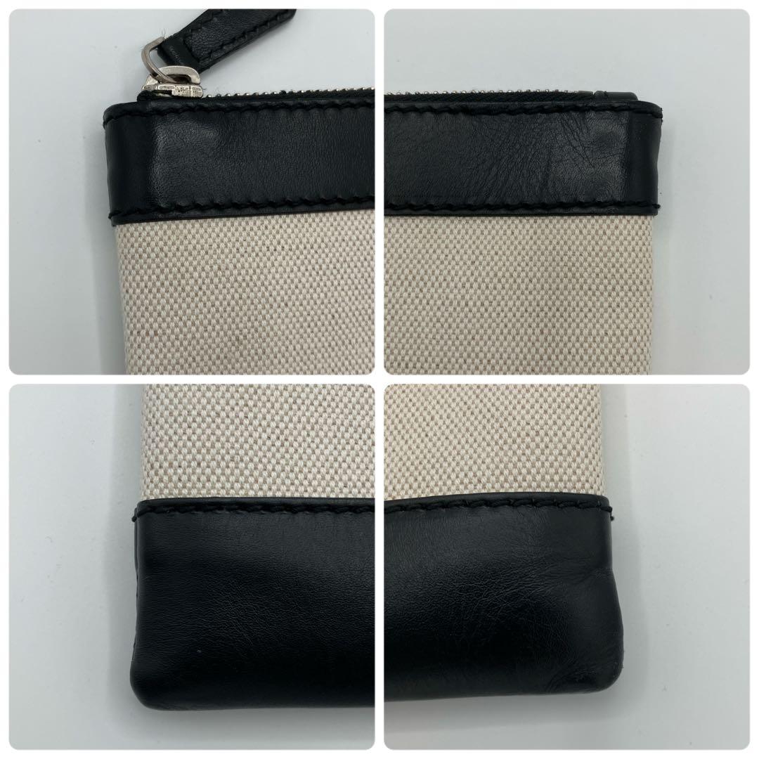 【美品】BALENCIAGA 373834 キャンバス レザー クラッチバッグ
