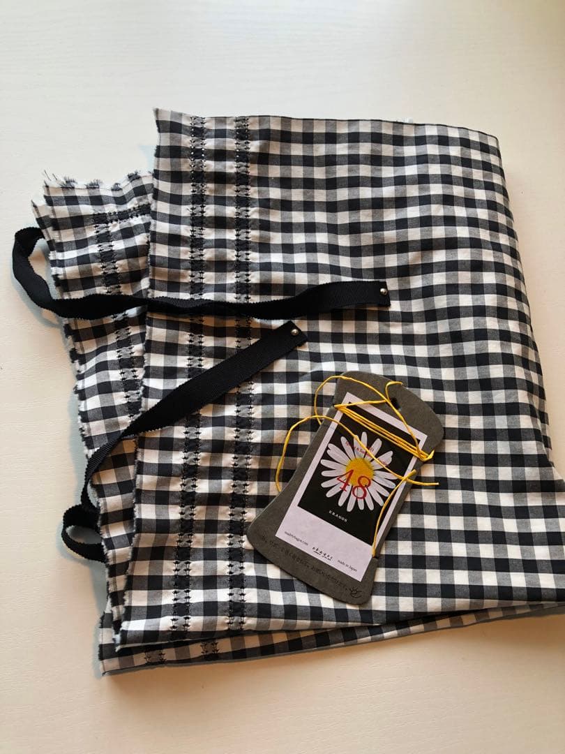 エバゴス ebagos バッグ用かぶせ　ギンガムチェック　ブラック×ホワイト