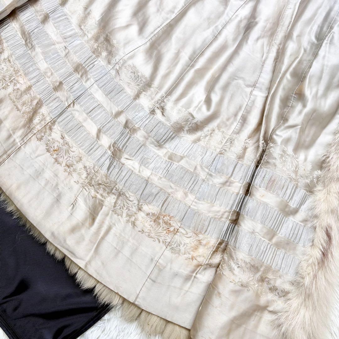 リアルフォックスファーコート ロング丈 ふわふわ XLサイズ相当 総丈117cm