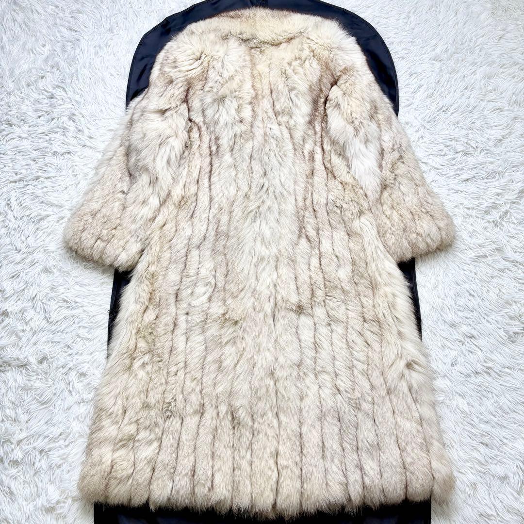 リアルフォックスファーコート ロング丈 ふわふわ XLサイズ相当 総丈117cm