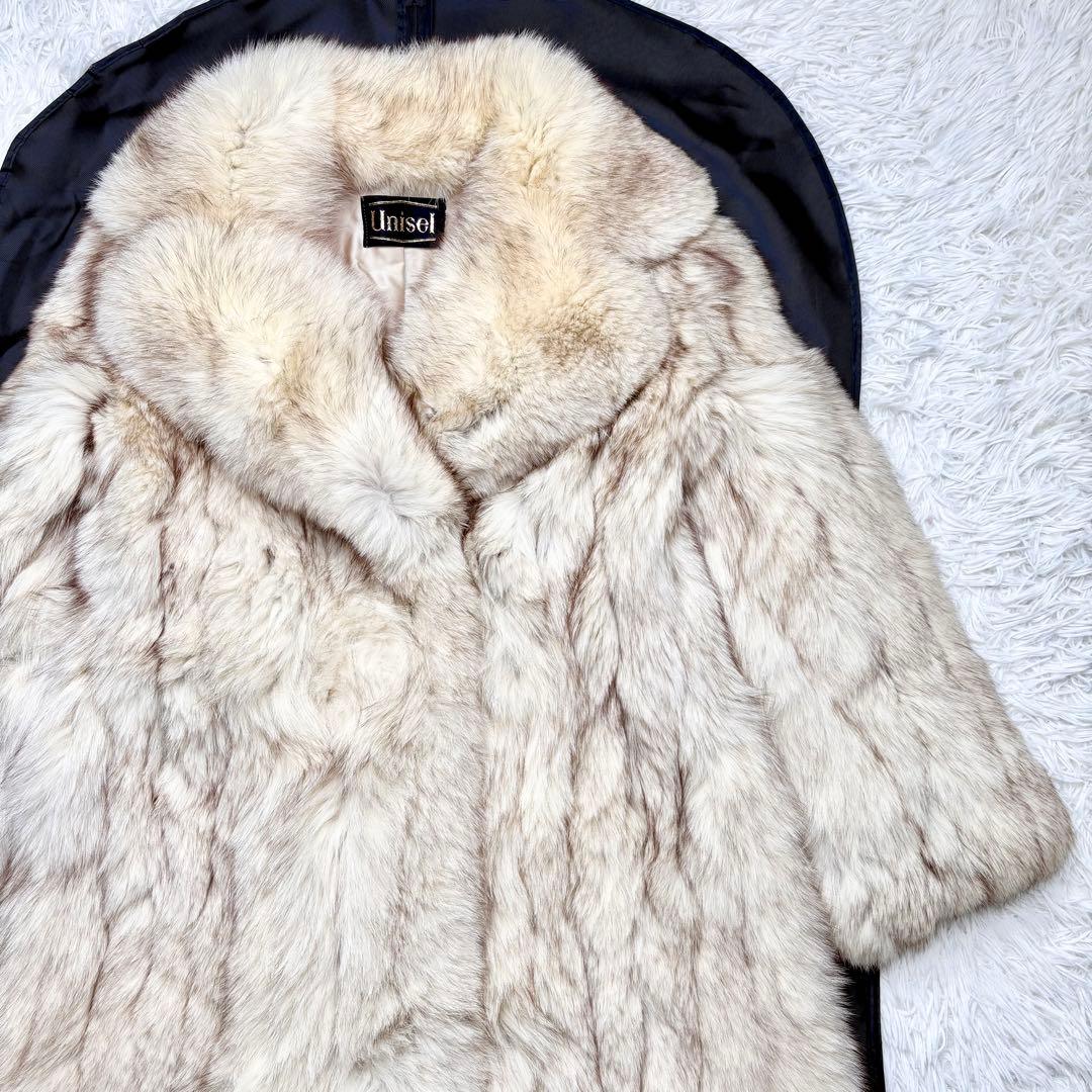 リアルフォックスファーコート ロング丈 ふわふわ XLサイズ相当 総丈117cm